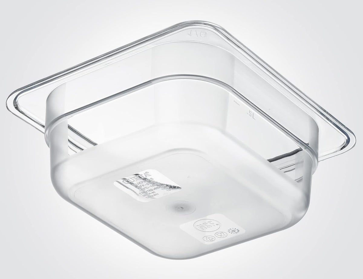 6-Pack 1/6 Size 2.5" Deep NSF Polycarbonate Food Pans | Dishwasher & Freezer Safe Clear Container for Prep Tables