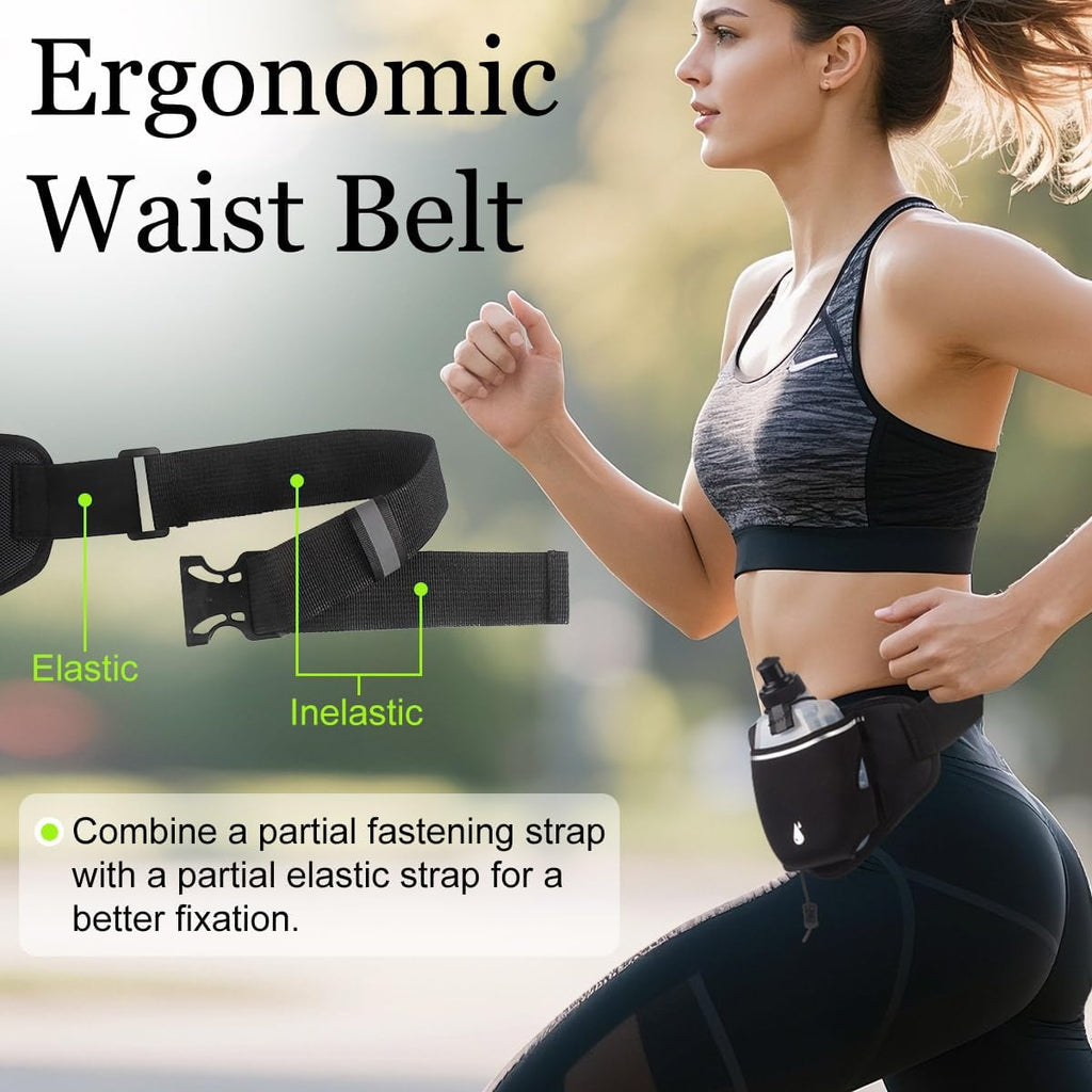 Running Belt with Water Bottles, Hydration Belt for Men and Women, Water Bottle Holder Running Pouch Water Belt