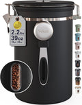Coffee Canister with Window, 39OZ Large Airtight Stainless Steel Jars | Kitchen Food Storage Pantry Container for
