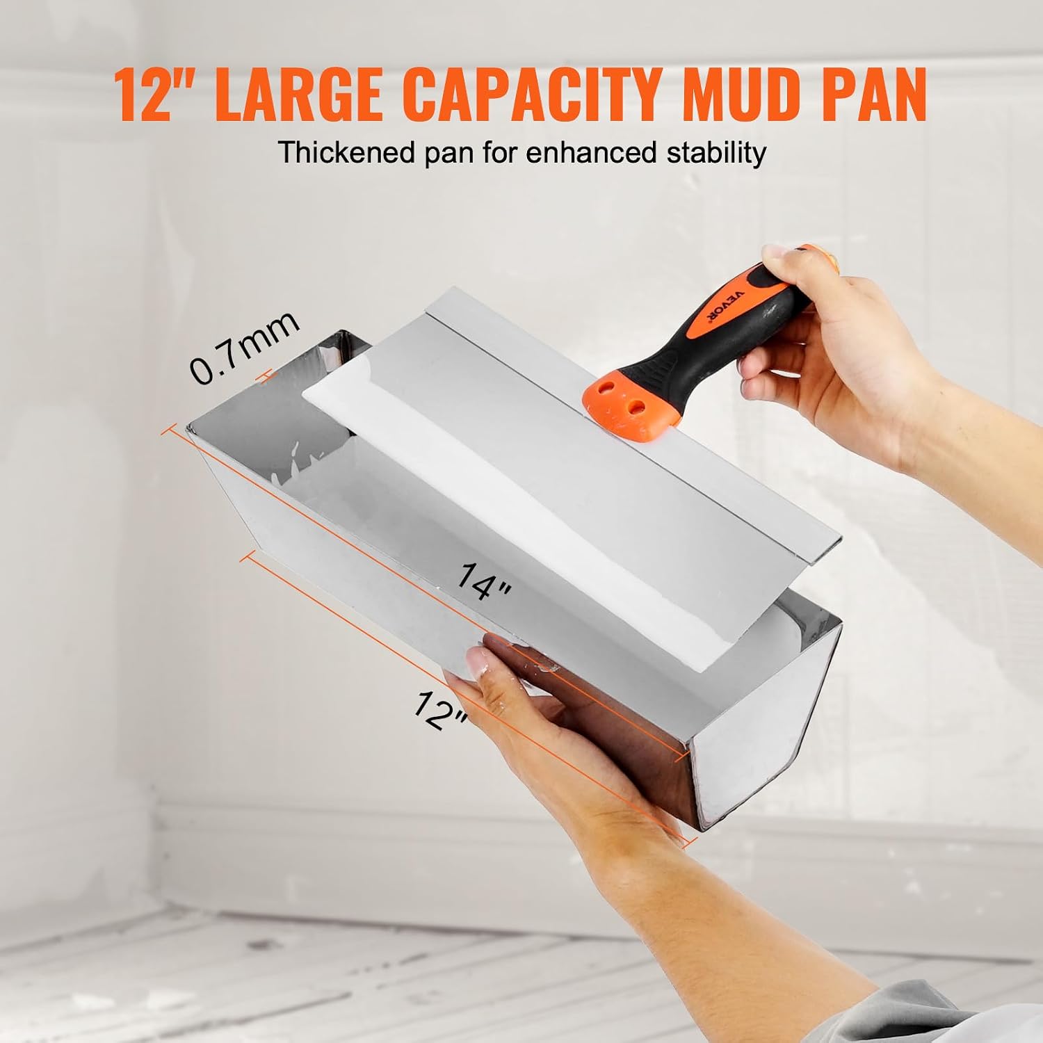 Drywall Knife Set, 6 PCS Drywall Tools Includes 3" Painter Scraper, Two Putty Knives, Two Taping Knives and 12" Mud