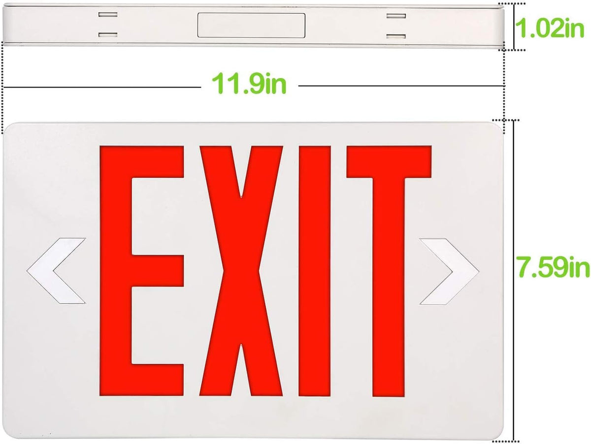 Ultra Slim LED Exit Sign, Red Letter Emergency exit Lights, 120V-277V Universal Mounting Double Face (2-Pack)