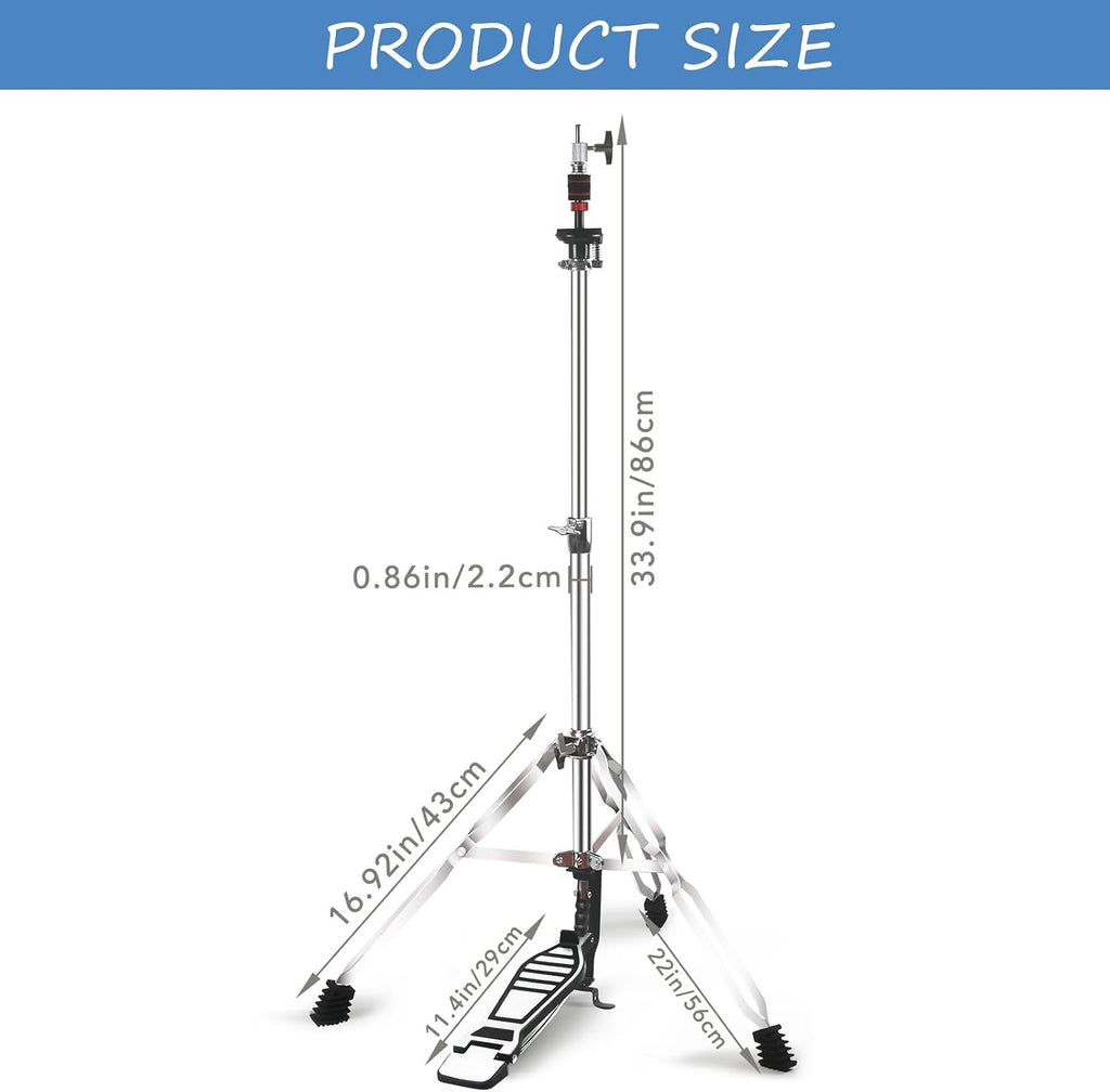 Hi Hat Stand + Boom Cymbal Stand Set for Crash, Ride, Splash Cymbal | Upgraded 3-Leg Adjustable Hi-Hat Cymbal Stand
