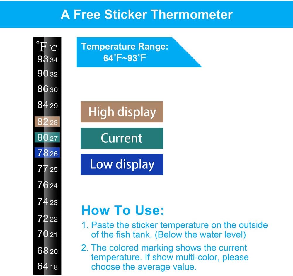 Mini Aquarium Heater 50W Small Fish Tank Heater 50 Watt with Free Thermometer Sticker(50W)