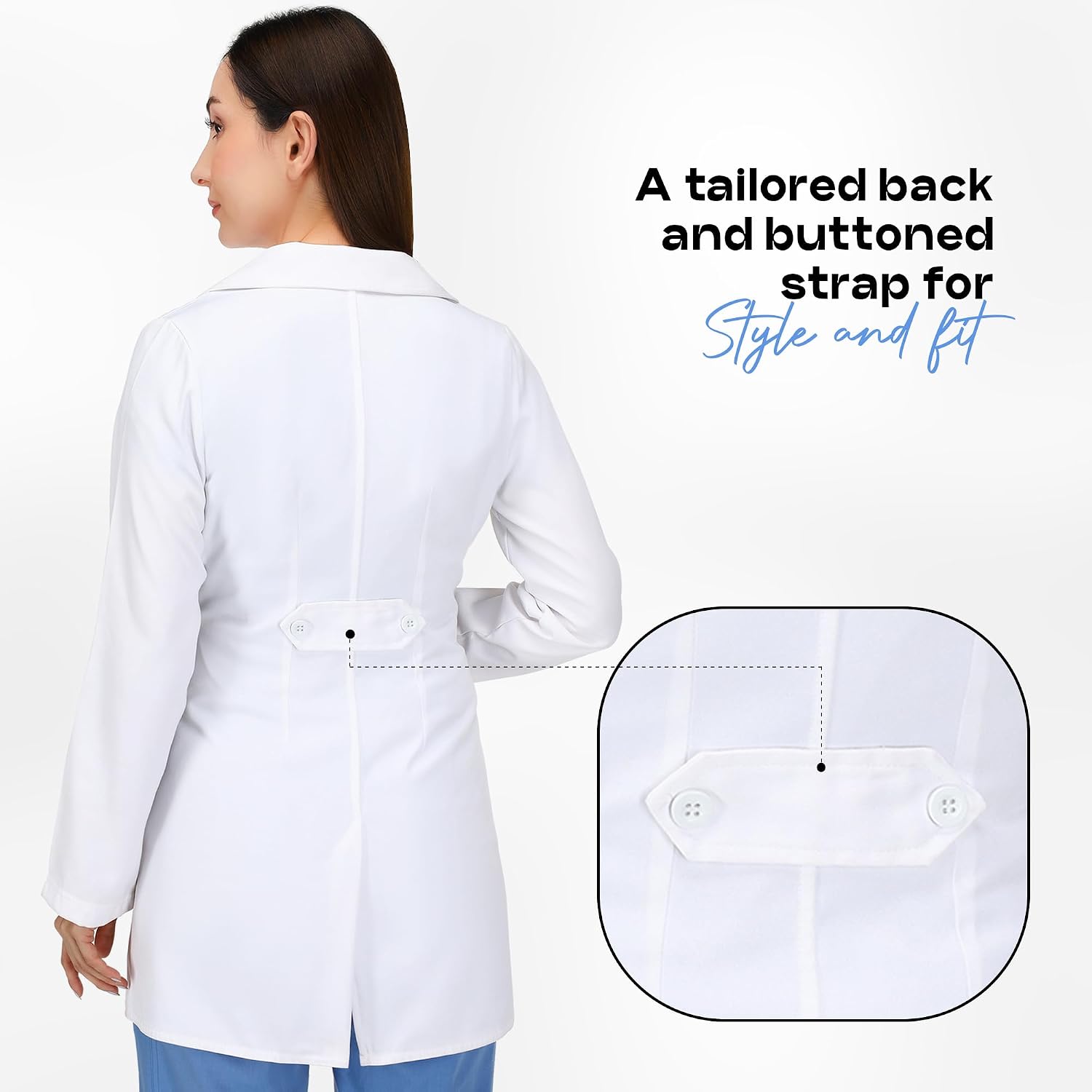 Medical Lab Coat Button-Front Long Sleeve for Classroom Lab & Healthcare