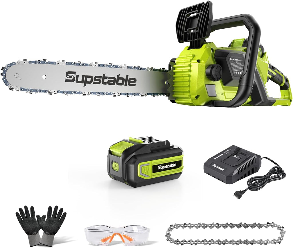16 Inch Electric Chainsaw Cordless, 2000W Brushless Chainsaw, 4.0Ah Battery & Fast Charger, 40V Electric Chain Saws
