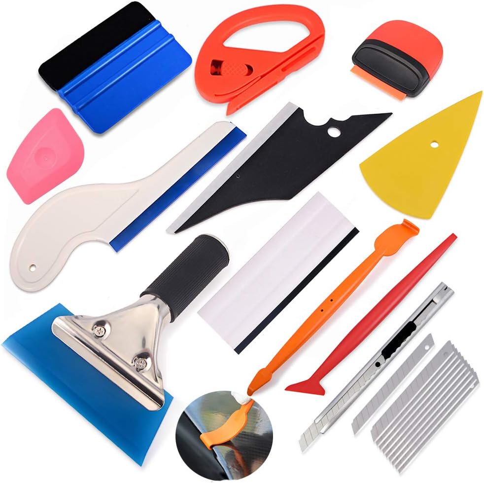 Window Tint Tools Vinyl Wrap Tool Kit With Vinyl Squeegee,Vinyl Wrap Stick,Wrapping Paper Cutter, Utility Knife and