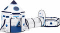 Kids Play Tent with Tunnel & Ball Pit, 3-Piece Pop Up Rocket Ship Tent Set, Indoor Outdoor Playhouse for Boys &