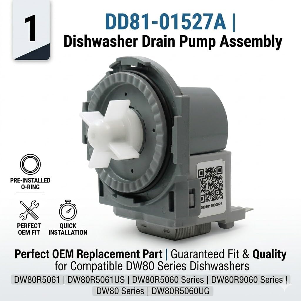 DD81-01527A Dishwasher Drain Pump Replacement – OEM Compatible with DW80R5061, DW80R5060 Series