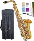 Beginner Alto Saxophone, E Flat - Complete Starter Kit with Case & 10 Reeds, for Adults & Students, Easy to Play for