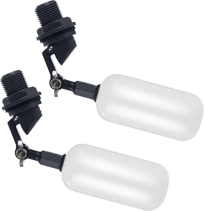 1/2 Inch NPT Float Valve 2-Pack for Livestock Troughs | Adjustable-arm automatic water filler for ponds, pools