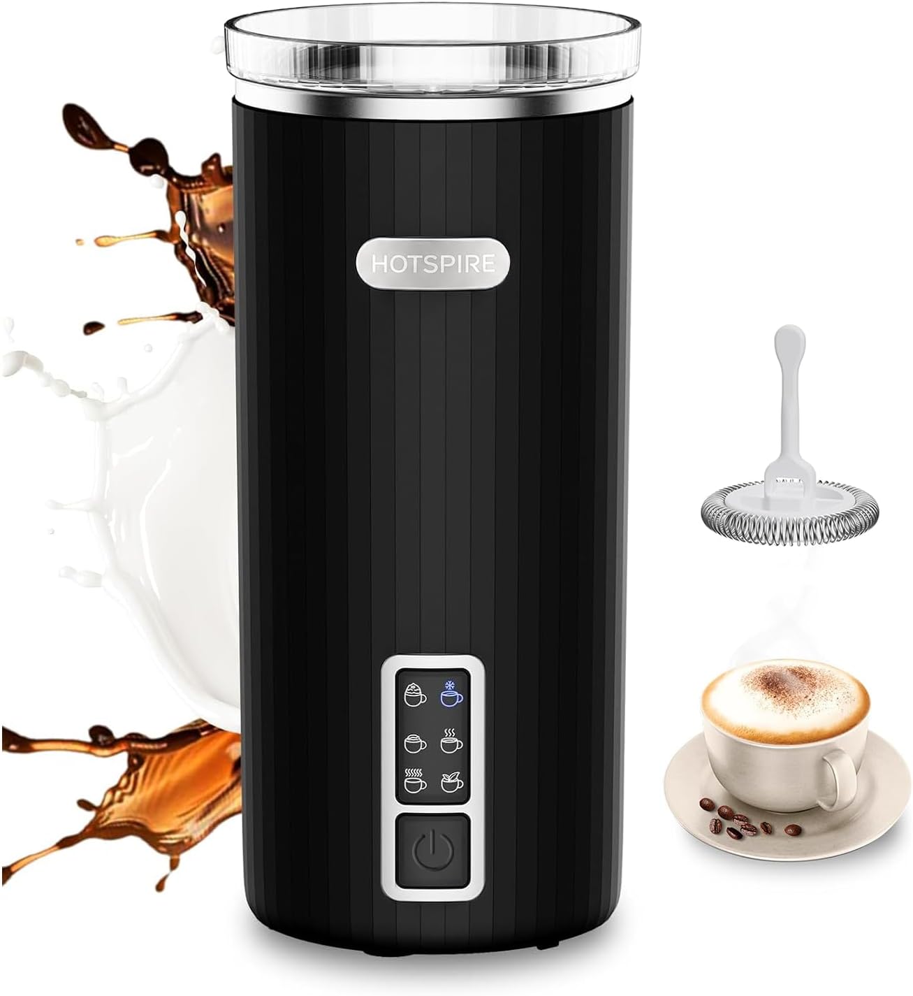 Milk Frother and Steamer, 6-in-1 Electric Milk Frother, Automatic Hot & Cold Foam Maker, Stainless Steel Nonstick