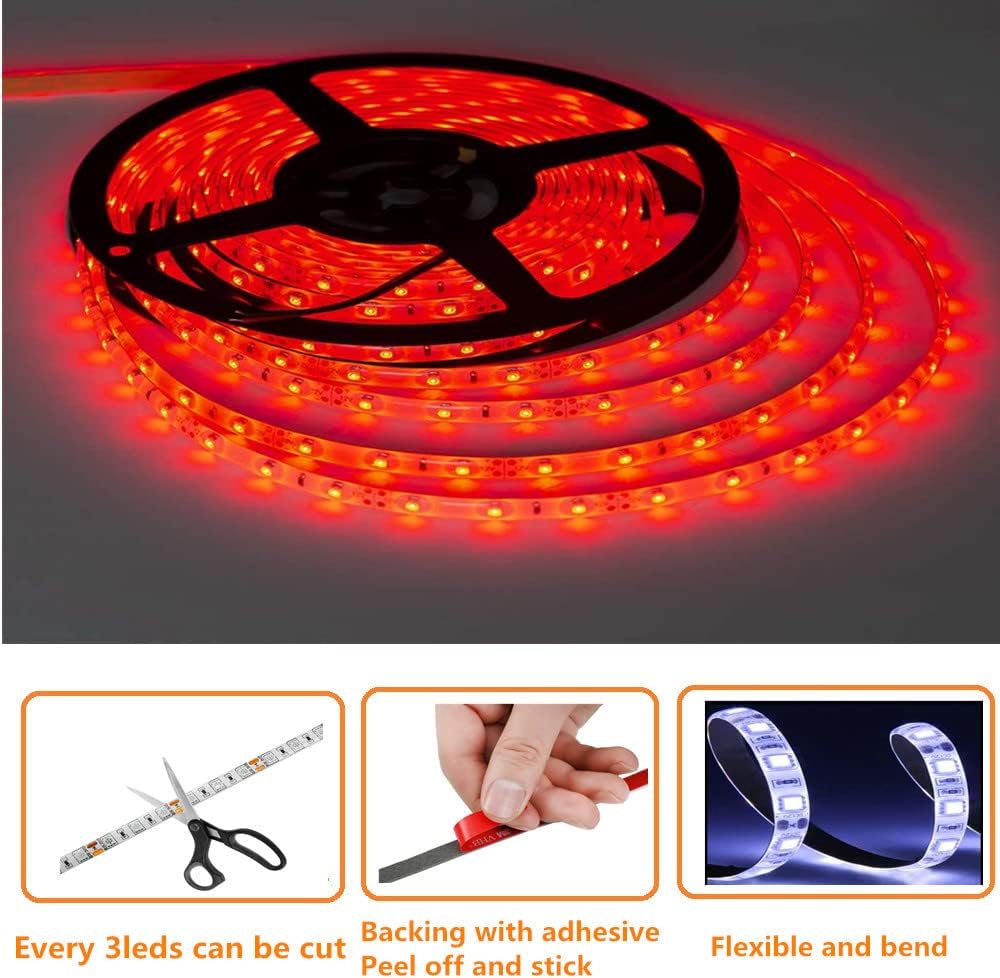 LED Boat Strip Lights, 32.8FT Red Marine Pontoon Led Lights, Waterproof