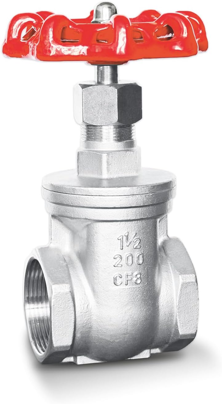 1-1/2" NPT Gate Valve, Heavy Duty Stainless Steel Female Thread DN40
