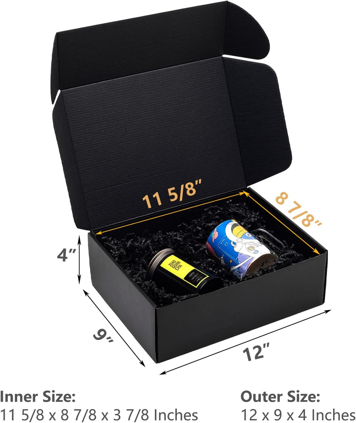 12x9x4" Black Shipping Boxes 20 Pack Corrugated Cardboard Box