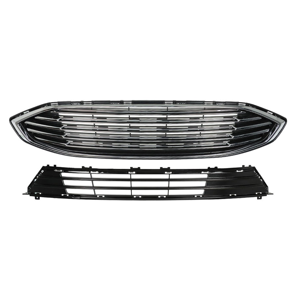 TJHSM Front Grille Bumper Black Chrome Replacement for F-usion