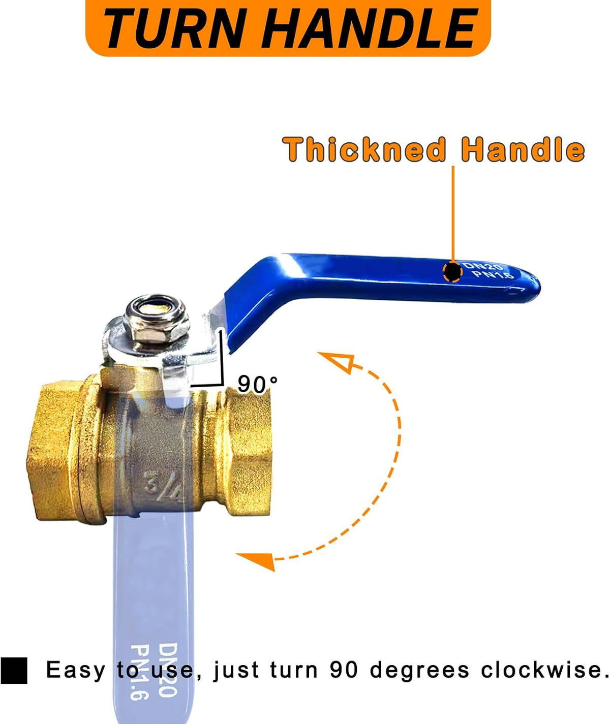 2Pack 3/4 Inch Full Port Ball Valve, Brass Male x Female NPT, 300 WOG