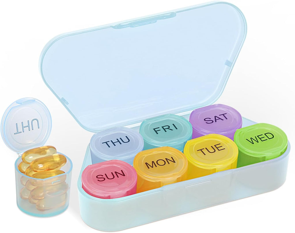 Weekly Pill Organizer, BPA Free Medicine Organizer Rainbow 9 Day Pill Box, Daily Portable Pill Conatainer for