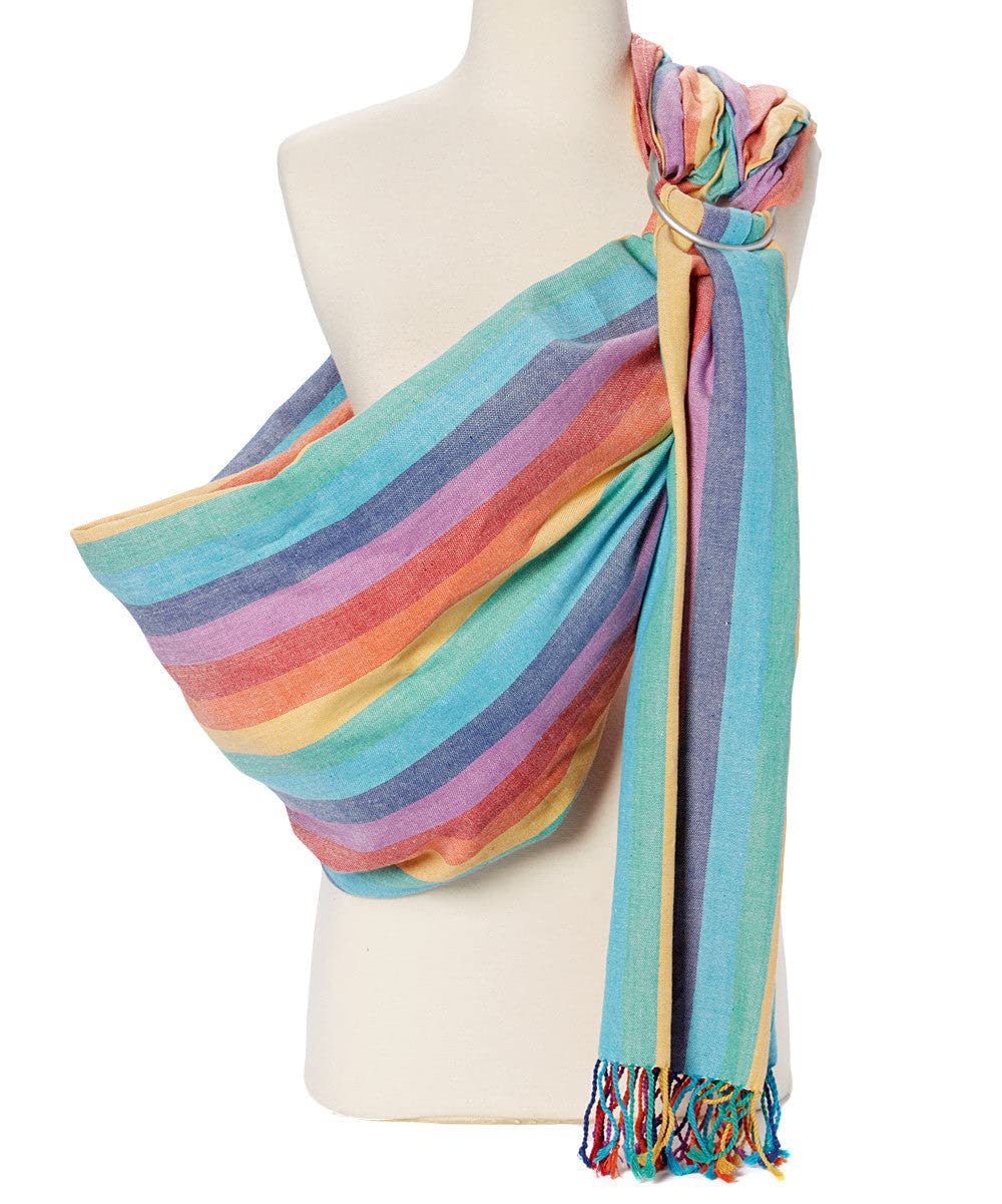 Ring Sling Carrier for Baby, 8-35 lbs - Summer Rainbow | Carrier for Newborns Infants Toddlers, Adjustable Soft