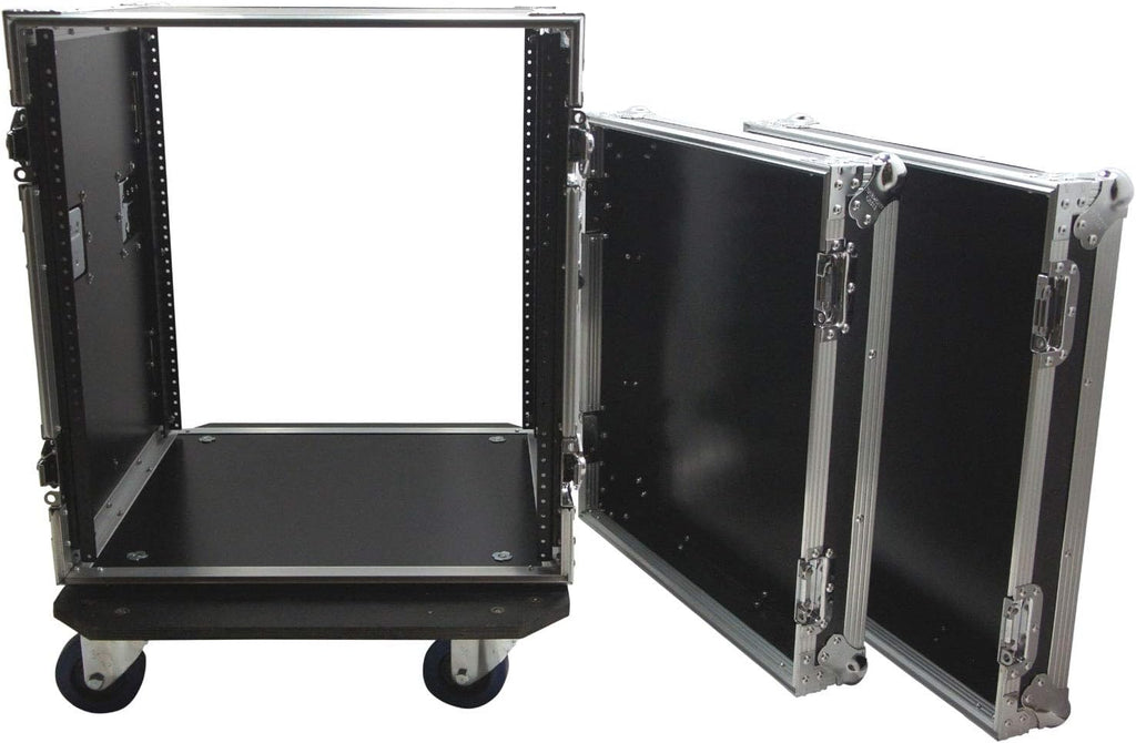 12U Amp Rack Case with Wheels Vertical Amplifier DJ Flight | Rolling protection for power gear on the road, 12-space