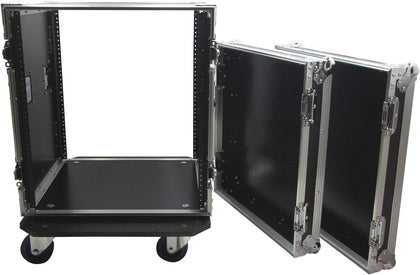 12U Amp Rack Case with Wheels Vertical Amplifier DJ Flight | Rolling protection for power gear on the road, 12-space