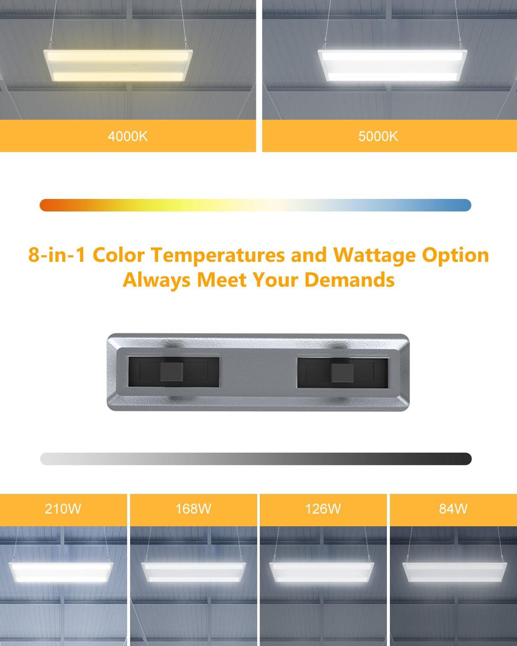 LED Linear High Bay Light 210W/168W/126W/84W&4000K/5000K Adjustable