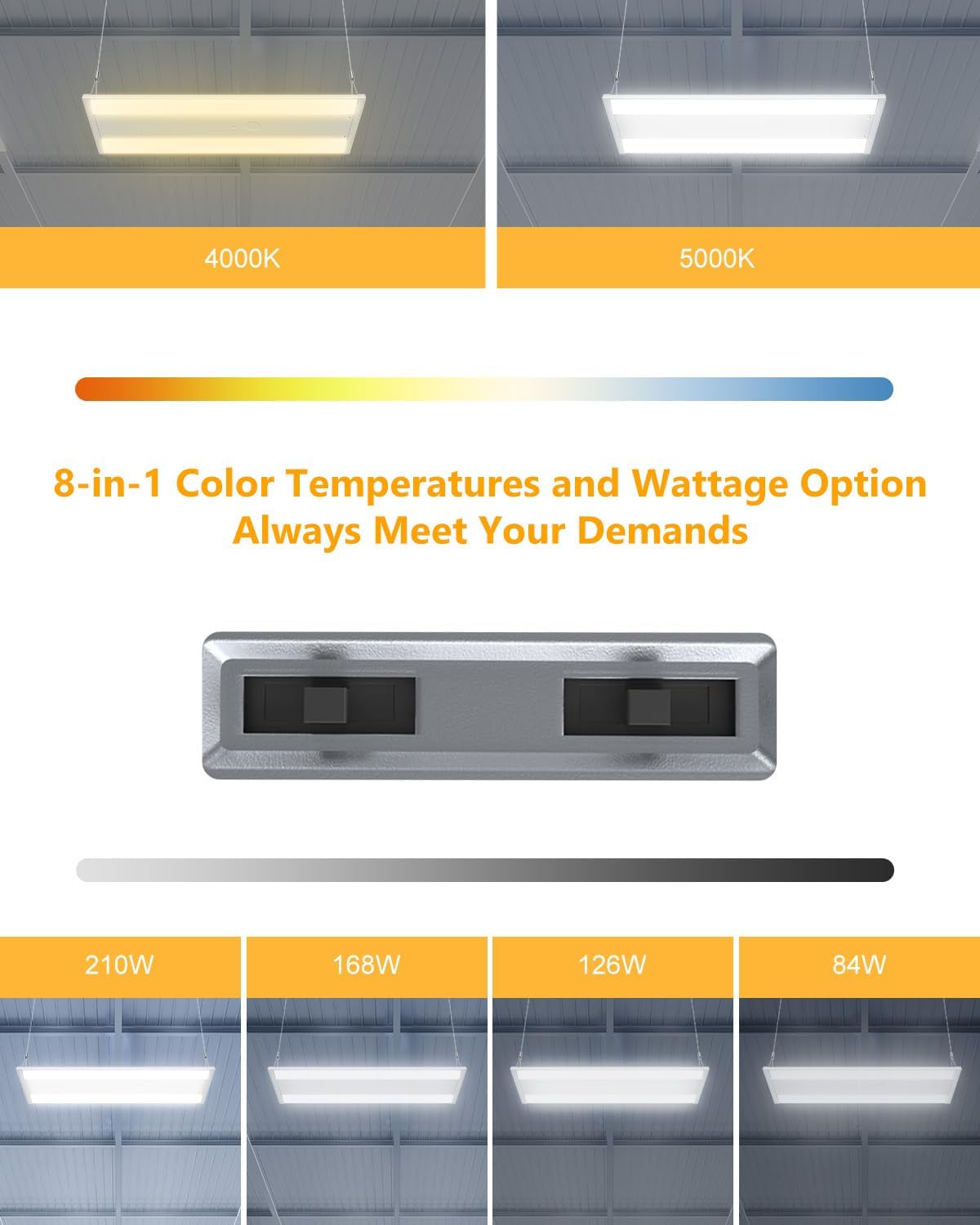 LED Linear High Bay Light 210W/168W/126W/84W&4000K/5000K Adjustable