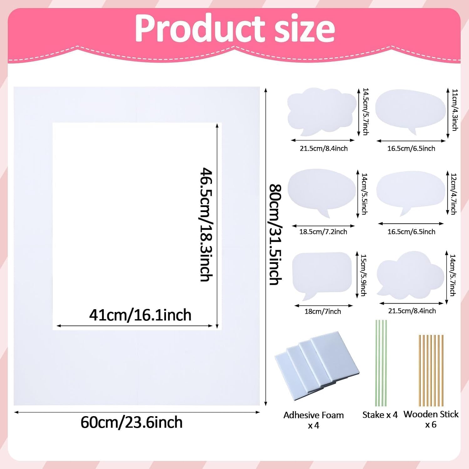 32 x 24 inch Blank Photo Booth Props DIY Happy Birthday Party Supplies Writable Picture Frame with Speech Bubble