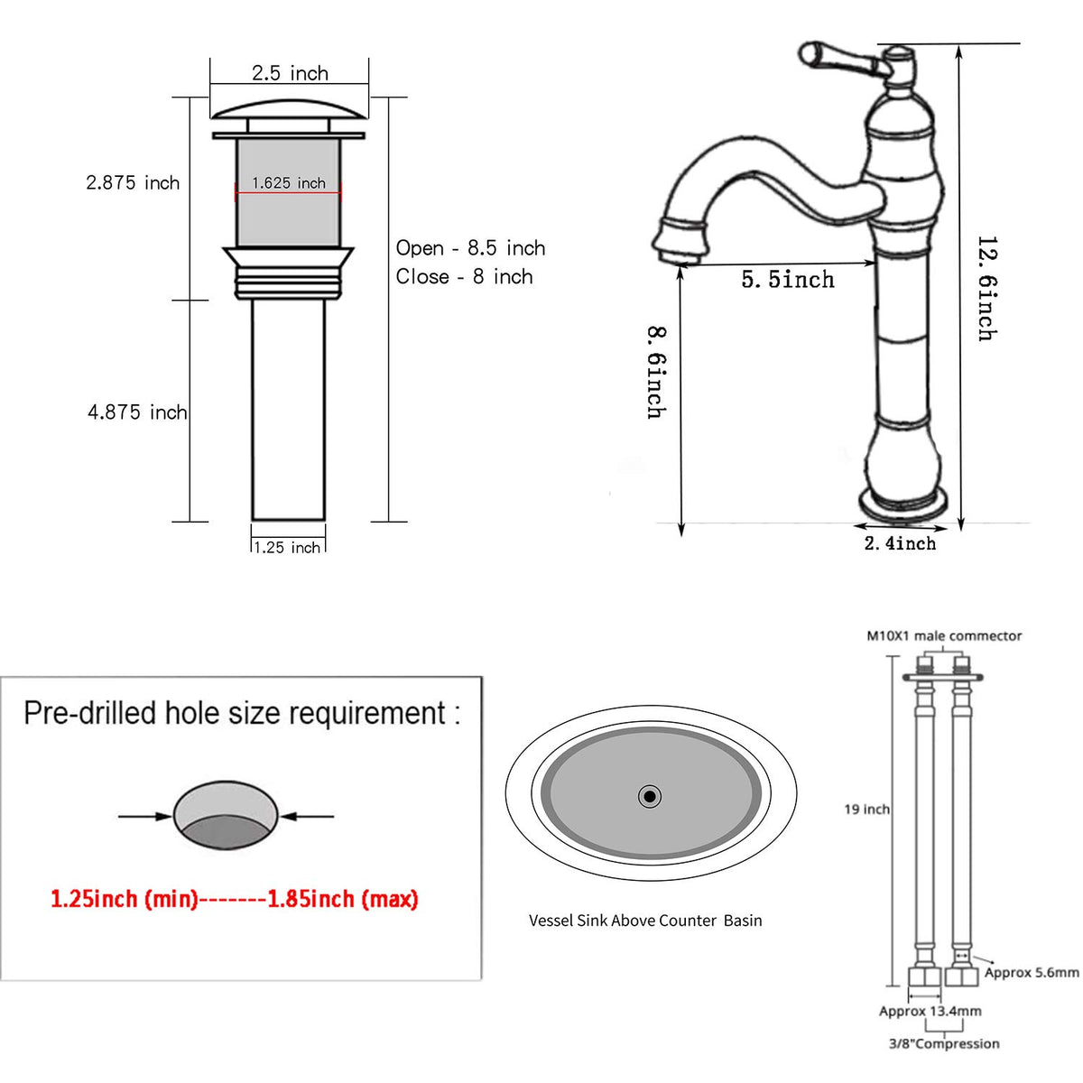 Bathroom Vessel Sink Faucet, Brushed Nickel