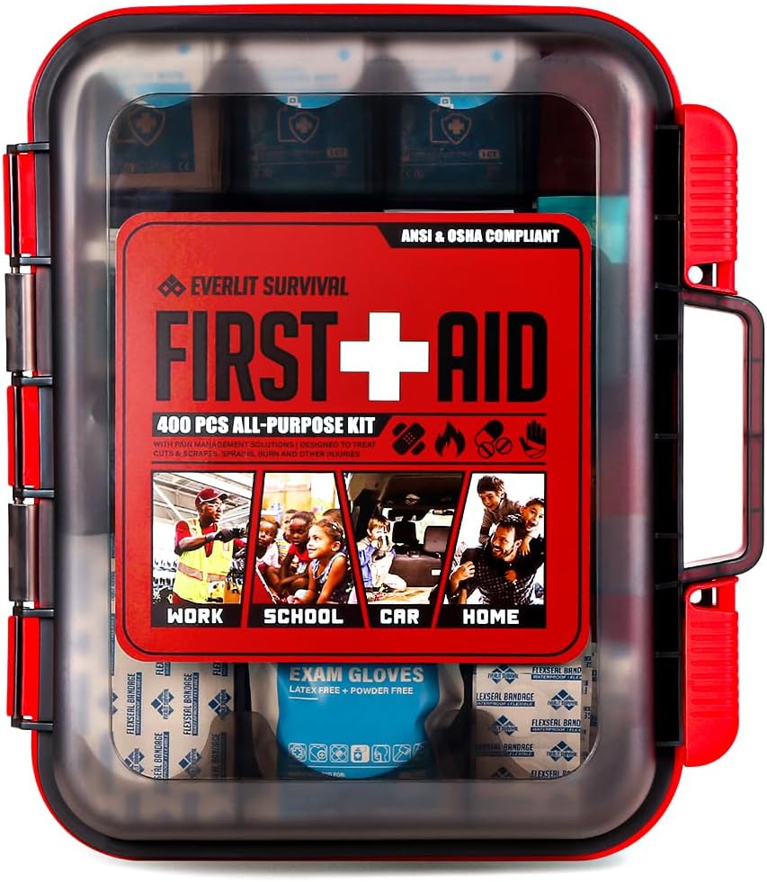 400 Pcs OSHA/ANSI Compliant First Aid Kit Type III Class A Medical Kit Professional Med Kit Supplies for Contractors