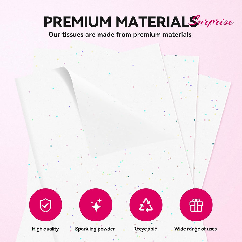 60 Sheets White Glitter Tissue Paper for Gift Bags - 27.5x19.7 Inches