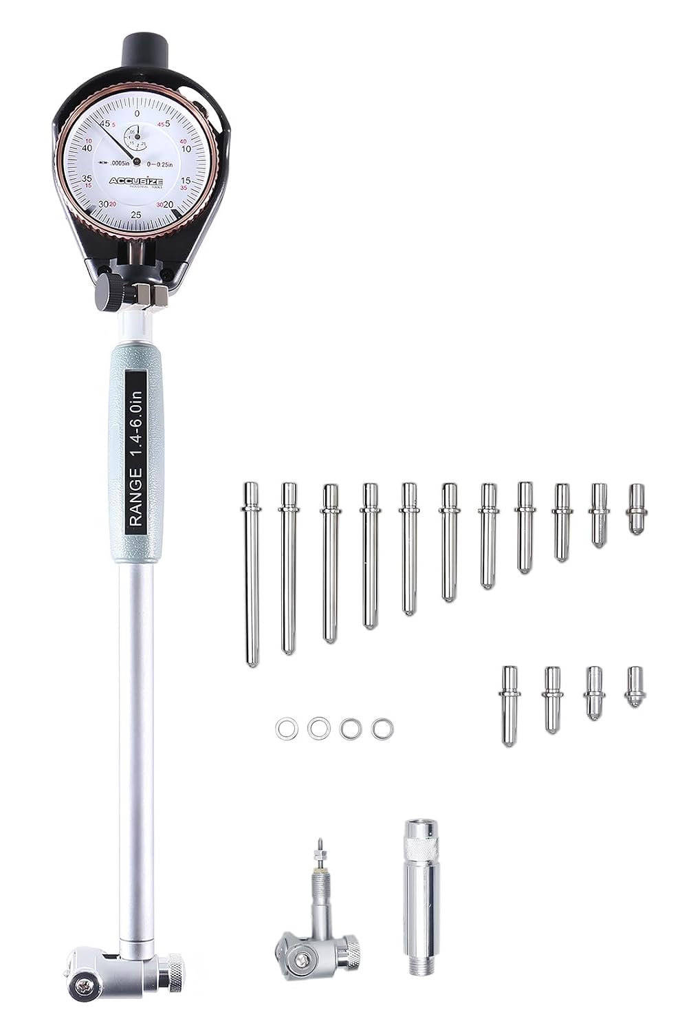 Accusize Dial Bore Gauge Set, 1.4-6", 0.0005" Graduation