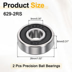 DTGN 2Pcs 629-2RS Deep Groove Ball Bearings ABEC7 9x26x8mm Chrome Steel ZV4