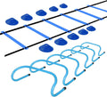 Agility Ladder and Disc Cones Training Set Adjustable Rungs Training Ladder with 10 Plastic Sport Cones for Training