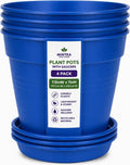 Mintra Garden Pots, 4 Pack Bulk Plastic Plant Pots with Drainage Tray, Round Indoor & Outdoor Decorative Planters