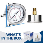 SENCTRL 0-30 Psi Low Pressure Gauge, 1/4" NPT Back Mount
