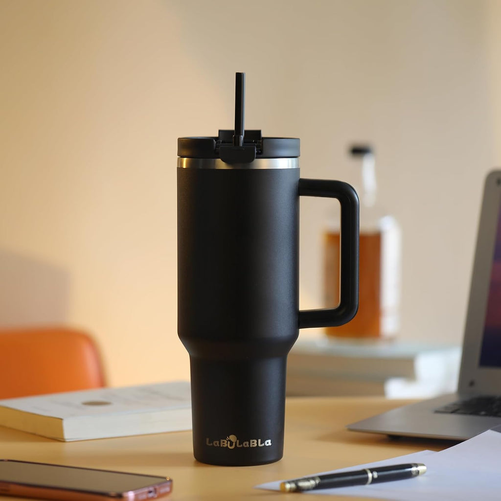 40oz Tumbler with Handle,Double Wall Vacuum Reusable Stainless Steel Insulated Water Bottle,With Leak Proof lid and