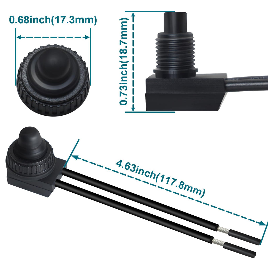 GEPHYNM 5PCS 12V Push Button Switch ON/Off Waterproof SPST