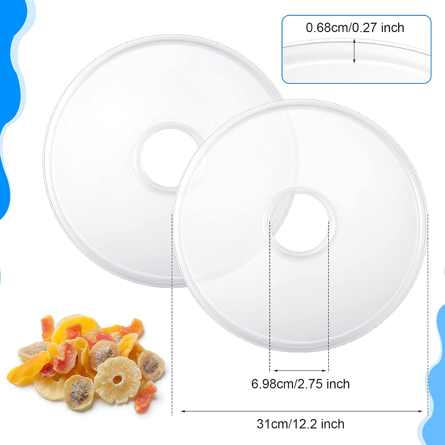 4 Pack Non-Stick Dehydrator Trays, 12 x 12'' Fruit Leather Roll Sheets & Dehydrator Accessories, Perfect for Making