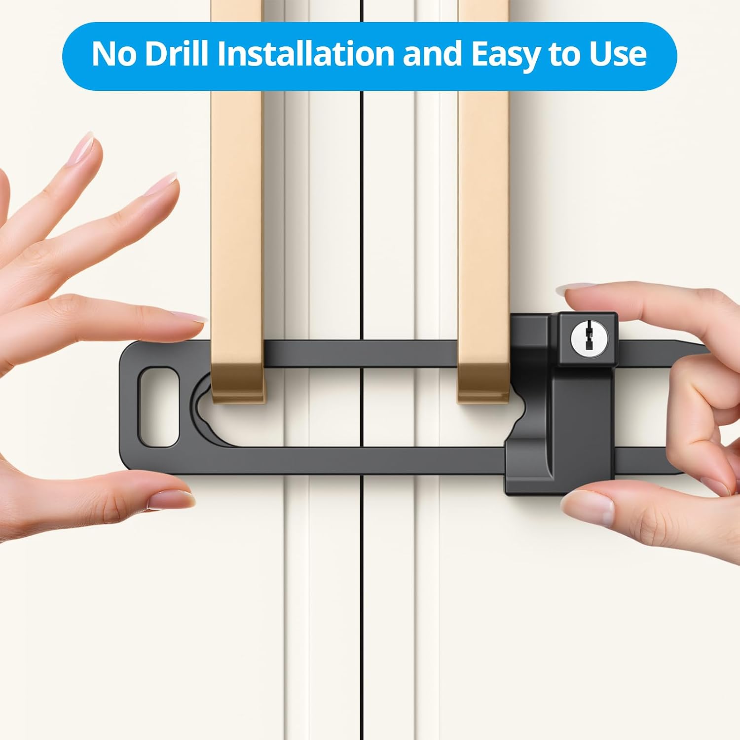 Keyed Cabinet Lock, 2 Locks 4 Keys, Key Alike, Childproof Drawer Latch | Metal lock to lockout double knobs and