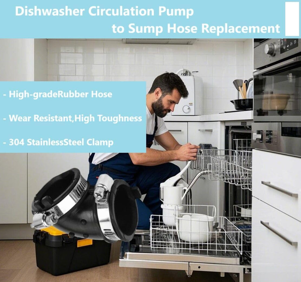 W10195114 Dishwasher Circulation Pump to Sump Hose Compatible for Whirlpool Kenmore Maytag 2312026, AP5618621, PS3651318, W10445975VP -BLACK