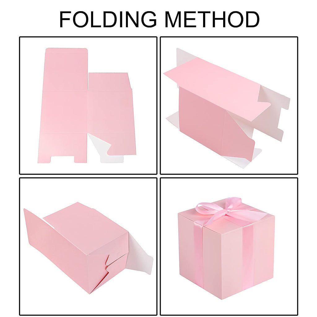 Small Gift Boxes 25 Pack 6x6x6 in Pink Gift Box with Ribbons