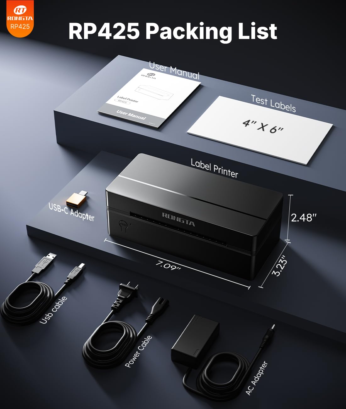 Bluetooth Shipping Label Printer, Wireless 4x6 Thermal Label Printer for Shipping Packages, Support Phones