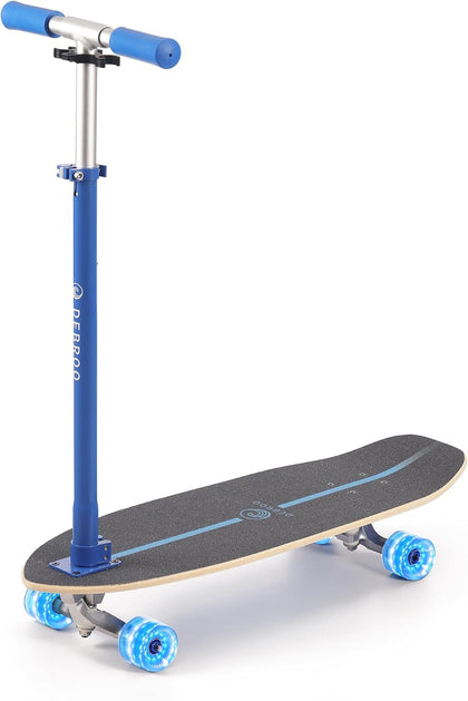2-in-1 Kids Skateboard & Lean-to-Steer Scooter with Detachable Handlebar, LED Light-Up Wheels, Adjustable Height –