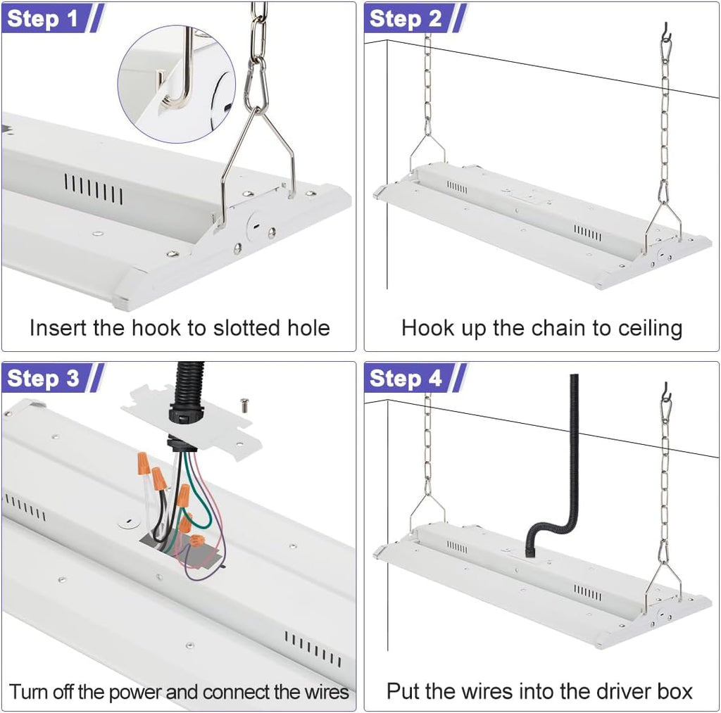 2FT 150W LED Linear High Bay Light, 5000K High Bay Shop Light 4 Pack