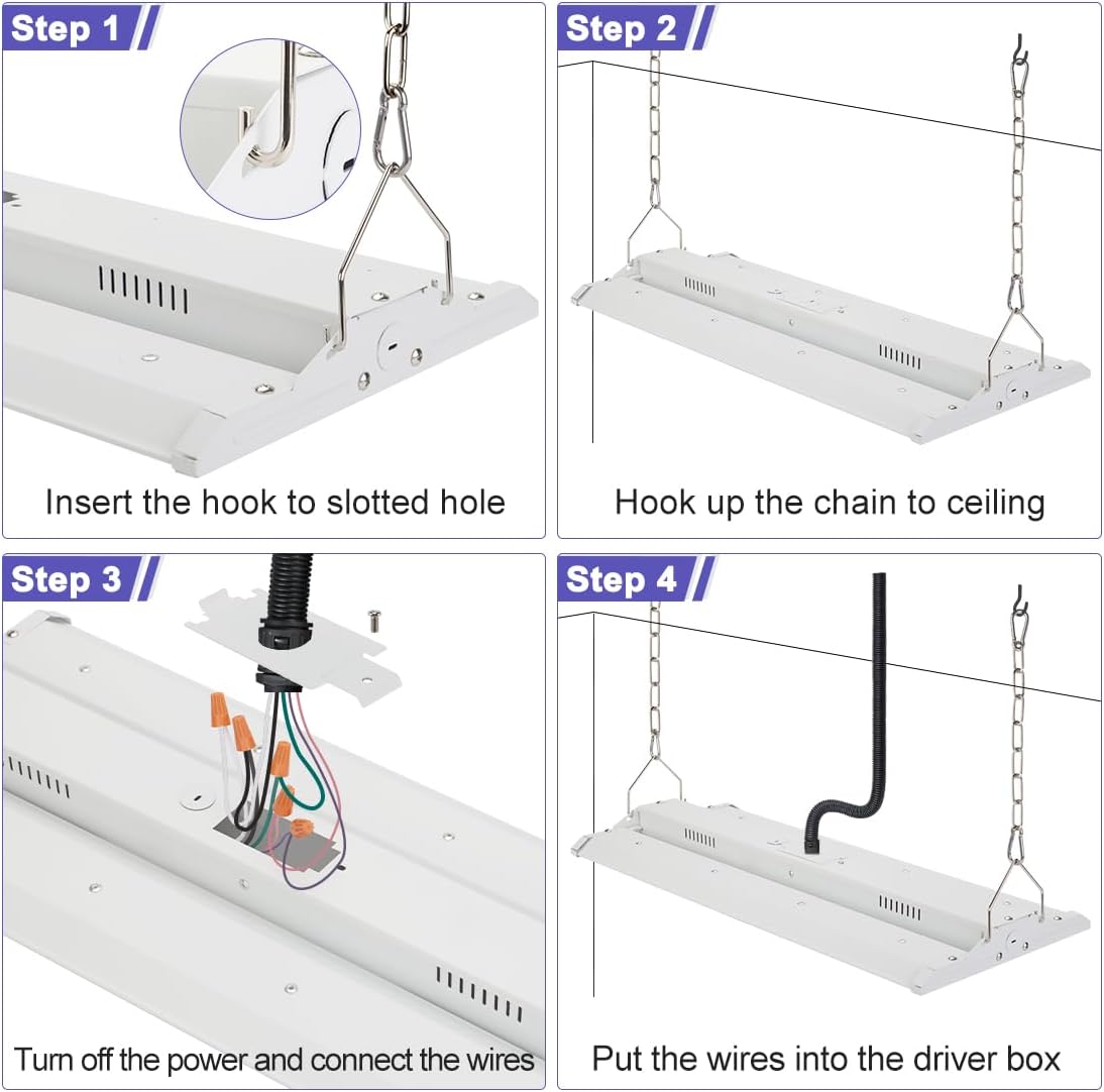 2FT 150W LED Linear High Bay Light, 5000K High Bay Shop Light 4 Pack