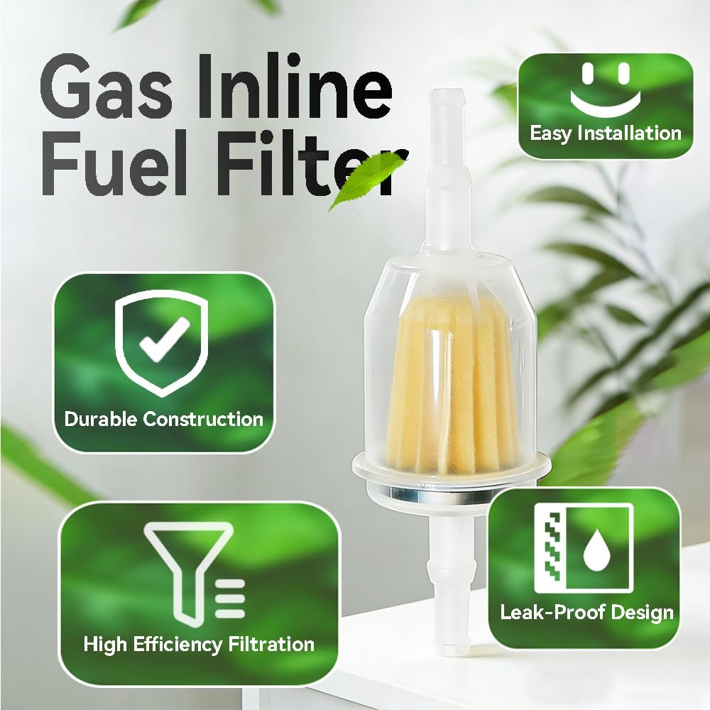 AM116304 25 050 22-S Gas Inline Fuel Filter Fit for John Deere Kohler 120-436 71-5960 120-436 GY20709 For 38666 149-2206-01 21541500 98021 1/4 Inch x 5/16 Inch Fuel Line (2 pcs)