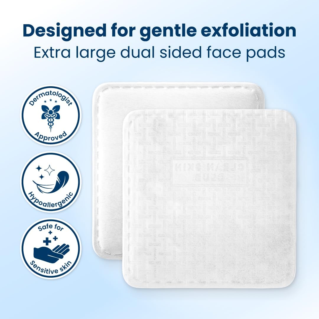 Clean² Pads 2.0 [NEW & Improved Edges] Guaranteed Not to Shed & Tear Face Pads, Unique Triple Layers, Textured &