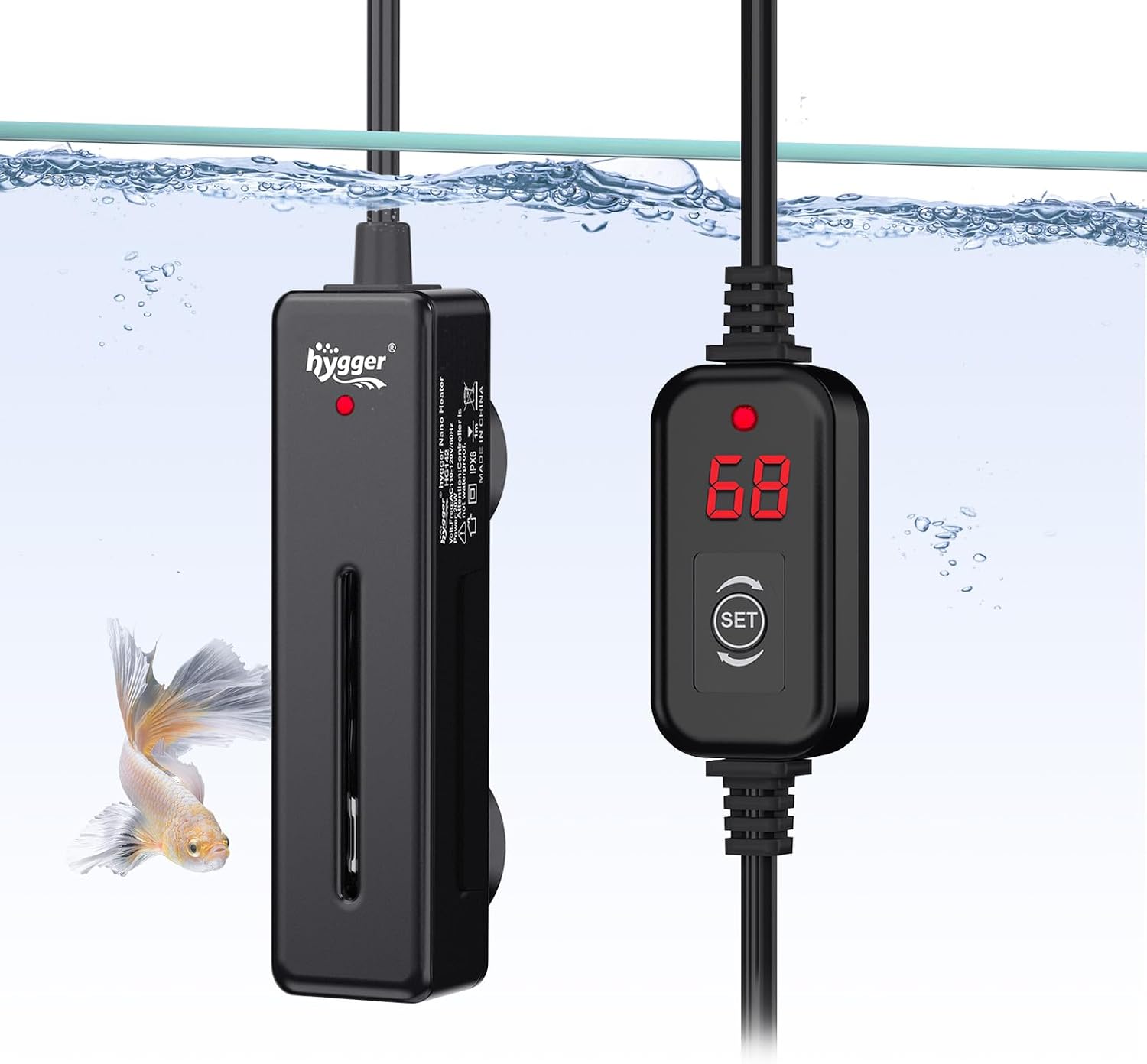 Mini Fish Tank Submersible Heater 50W for 5-10 Gallons Small Betta Aquarium Heater with Digital Display Controller