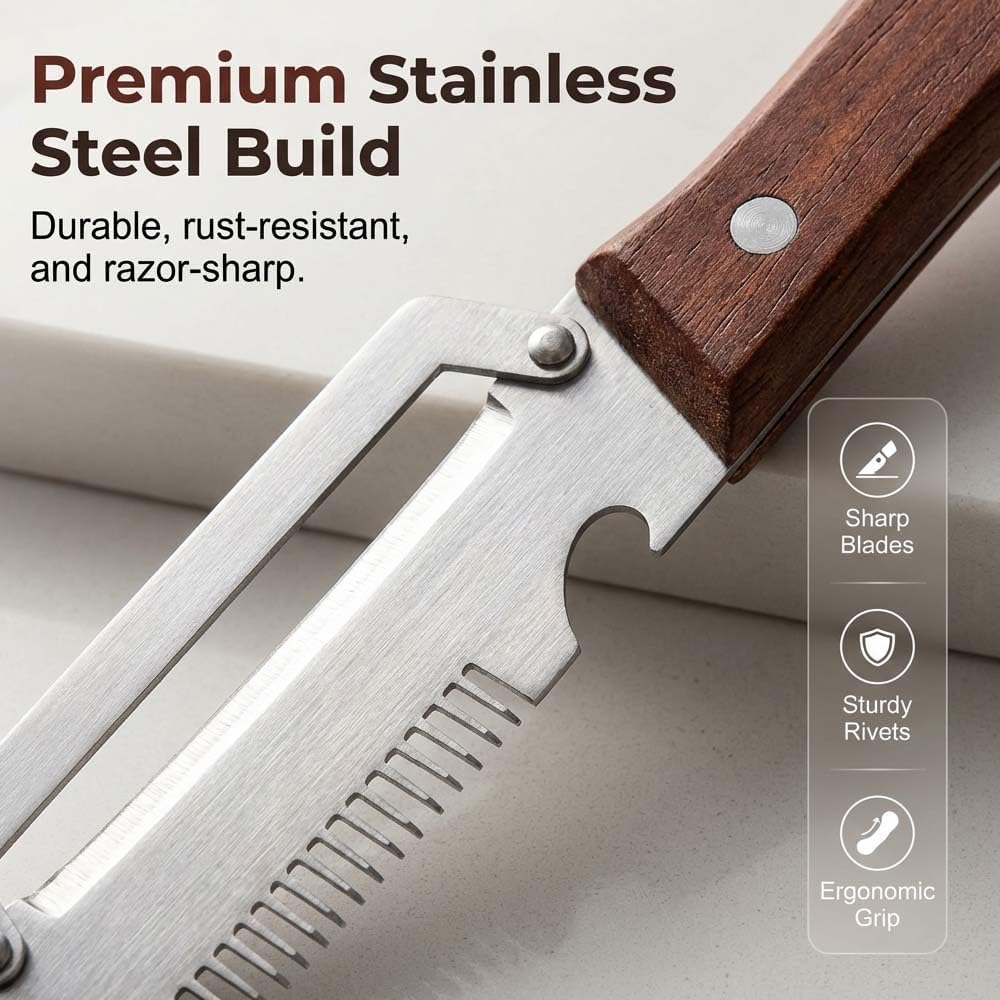 Vegetable Peeler for Kitchen,Multifunctional Stainless Steel Peeler with Wooden Handle and Bottle Opener, 2026 New