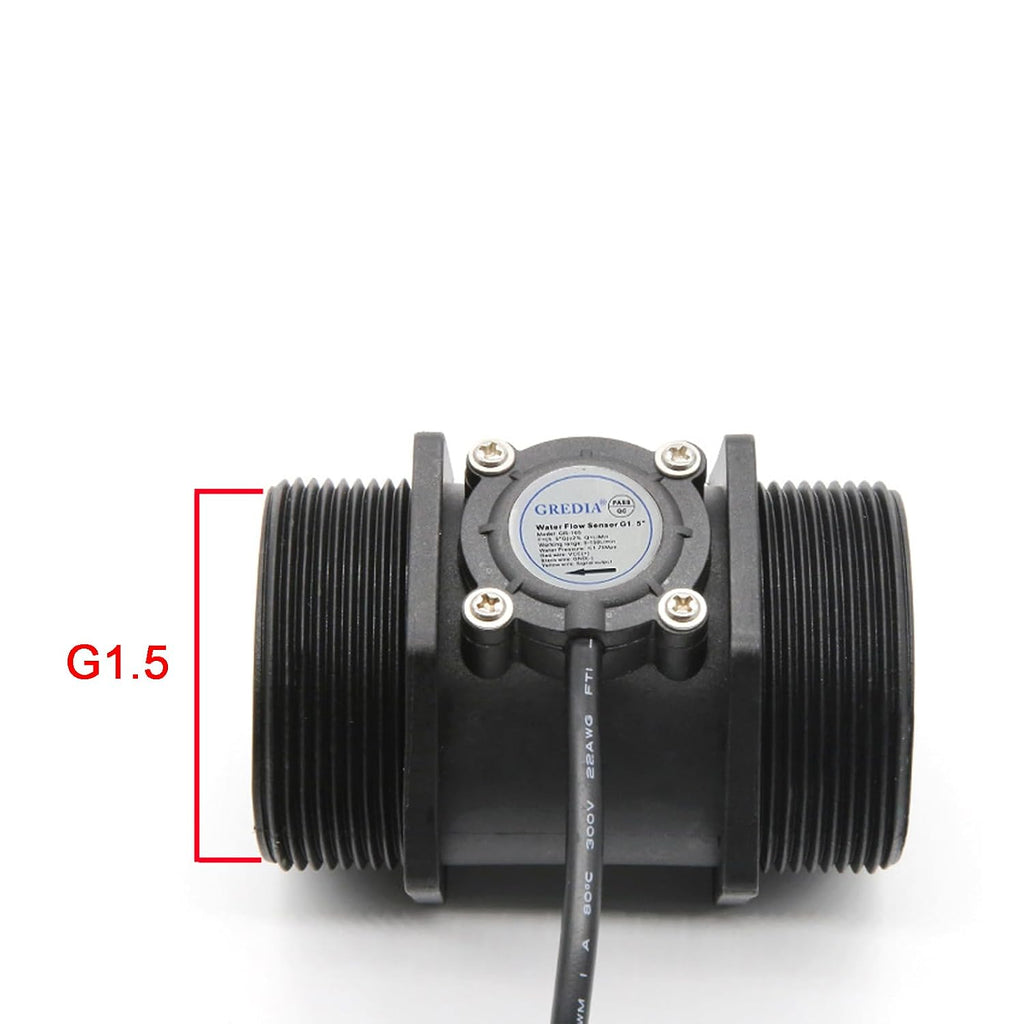 G1-1/2" 1.5" Water Flow Sensor Food-Grade Switch Hall Effect Flowmeter Fluid Meter Counter 5-150L/min